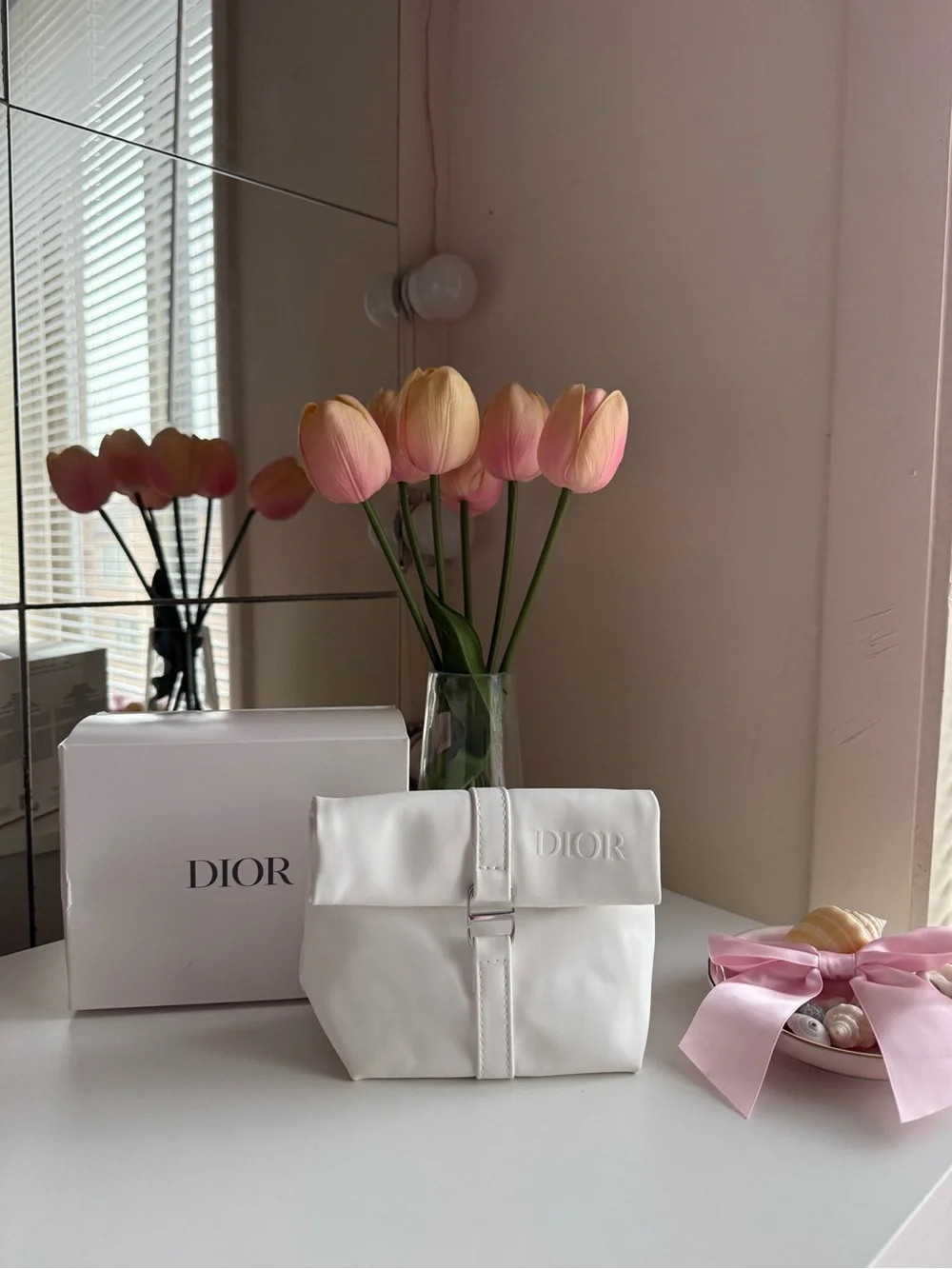 Dior White pouch bag